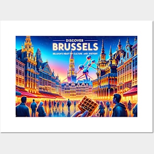 Enchanting Brussels Twilight in Belgium Posters and Art